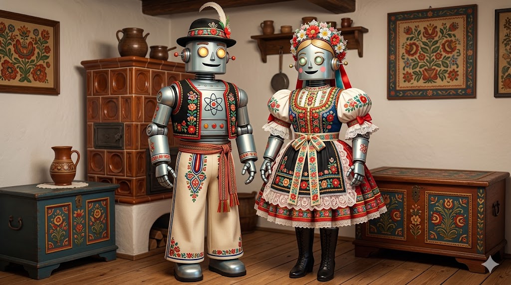 Robots in Czech folk costume